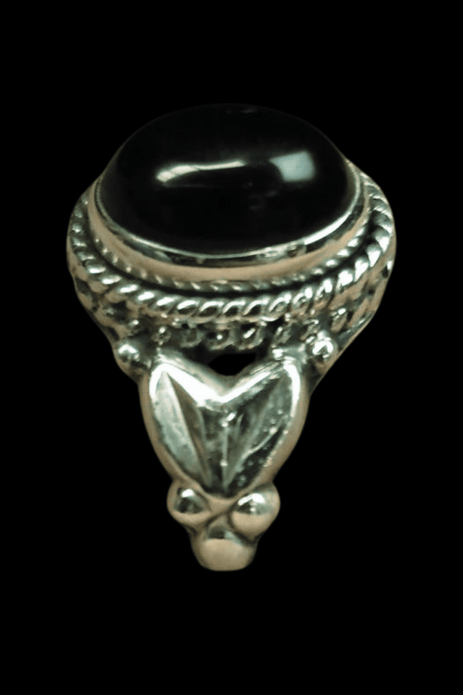 Natural Black Onyx Set in Sterling Silver Ring - Dusty Rose Essentials
