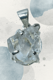 Natural Herkimer Diamond Set in Sterling Silver Pendant - Dusty Rose Essentials