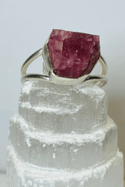 Natural Pink Tourmaline Set in Sterling Silver Ring - Dusty Rose Essentials
