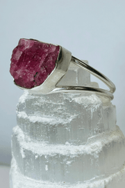 Natural Pink Tourmaline Set in Sterling Silver Ring - Dusty Rose Essentials