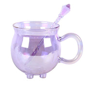 Purple Double Walled Glass Cauldron Mug with Spoon PRE-ORDER - Dusty Rose Essentials