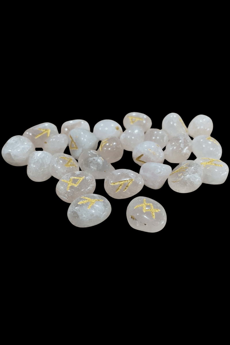 Rose Quartz Crystal Rune Set - Dusty Rose Essentials