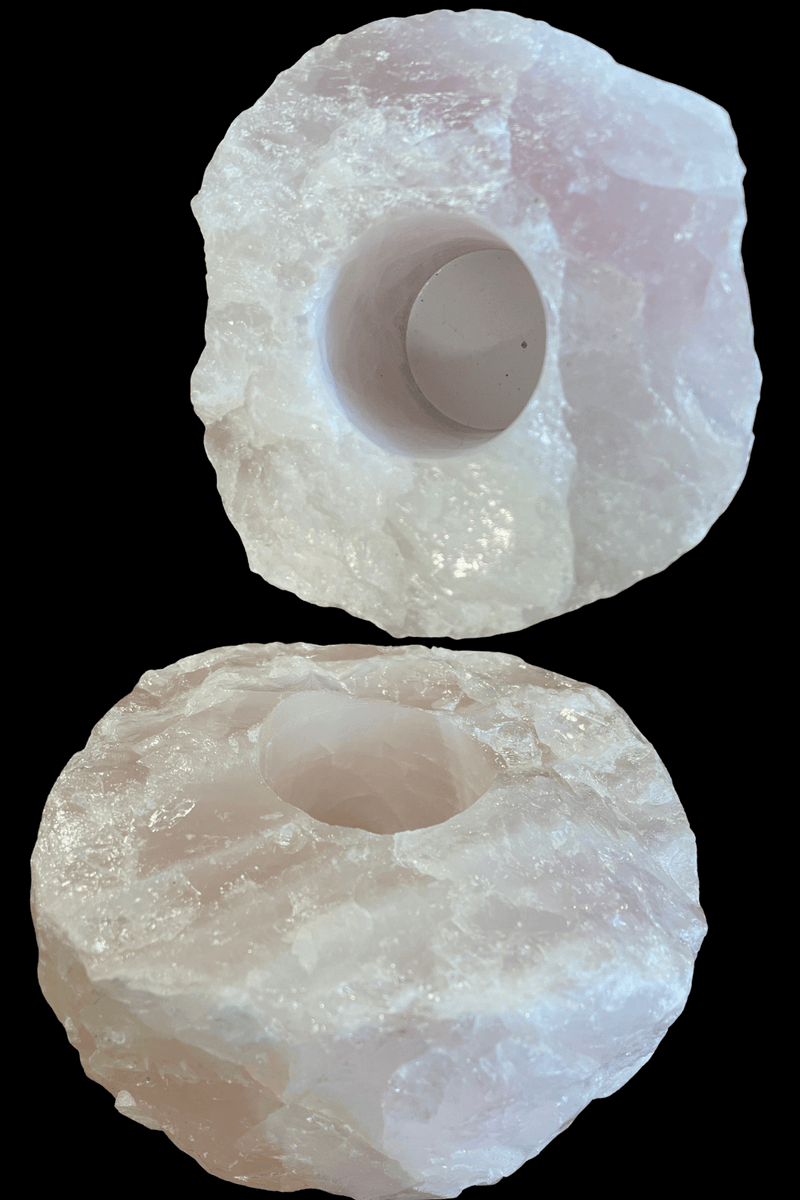 Rose Quartz Crystal Tealight Candle Holder - Dusty Rose Essentials