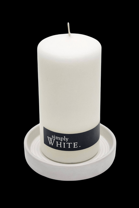 SECONDS White Ceramic Candle Plate - Dusty Rose Essentials