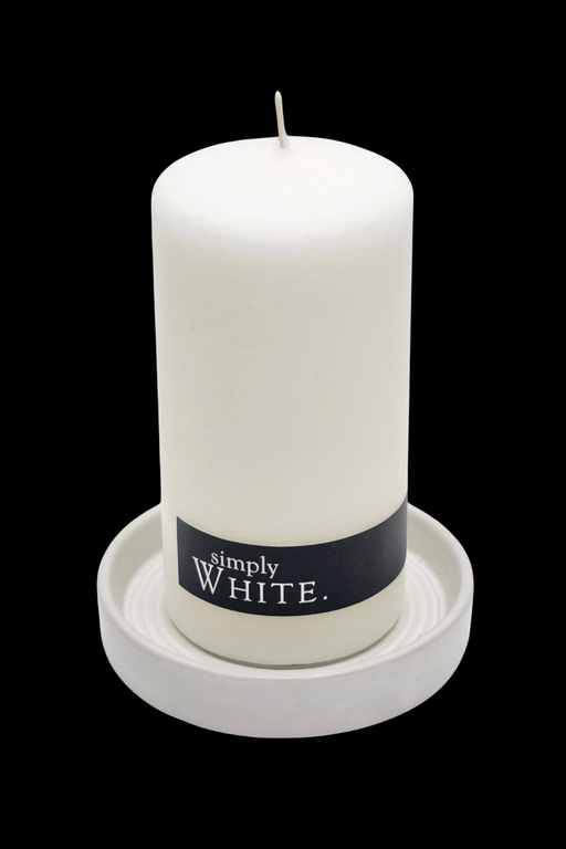 SECONDS White Ceramic Candle Plate - Dusty Rose Essentials