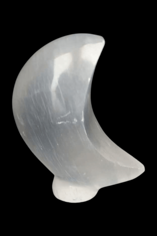 Selenite (Satin Spar) Standing Crescent Moon ≈9cm - Dusty Rose Essentials