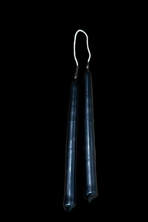 Strung Pair of Black Tiny Taper Spell Candles 2 Hour Burn ~ Hand Made - Dusty Rose Essentials