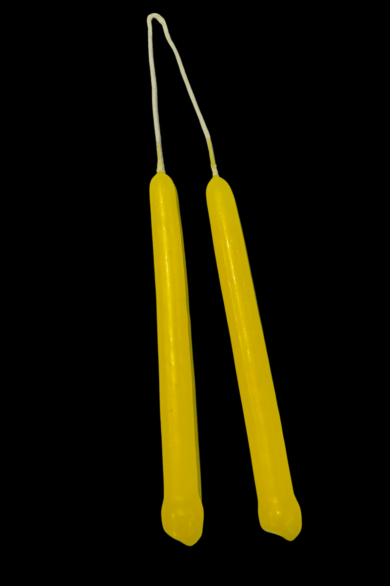 Strung Pair of Yellow Tiny Taper Spell Candles 2-Hour Burn ~ Hand Made - Dusty Rose Essentials