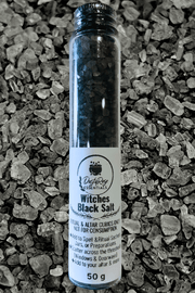 Traditionally Crafted Witches Black Salt 50g in Glass Jar - Dusty Rose Essentials