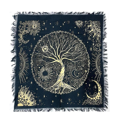 Tree Of Life Altar Cloth Black & Gold size 18 x 18 in. - Dusty Rose Essentials