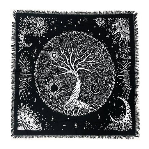 Tree Of Life Altar Cloth Black & Silver size 24 x 24 in. - Dusty Rose Essentials