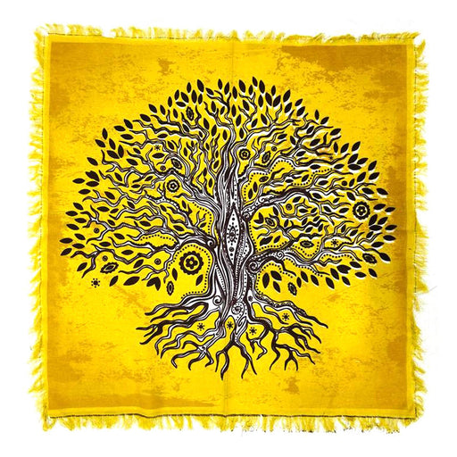 Tree of Life Altar Cloth Yellow (24 x 24 in.) - Dusty Rose Essentials