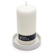 White Ceramic Candle Plate - Dusty Rose Essentials
