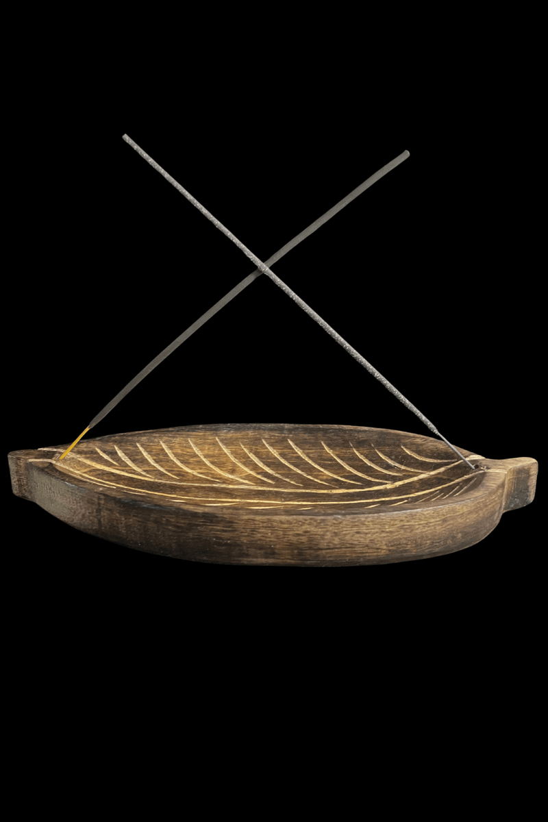 Wooden Leaf Incense Holder - Dusty Rose Essentials