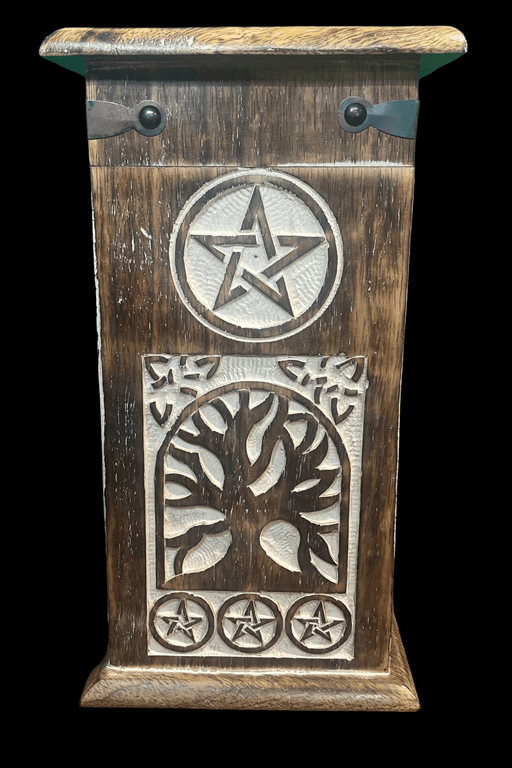 Wooden Pentacle and Tree Of Life Storage Chest - Dusty Rose Essentials