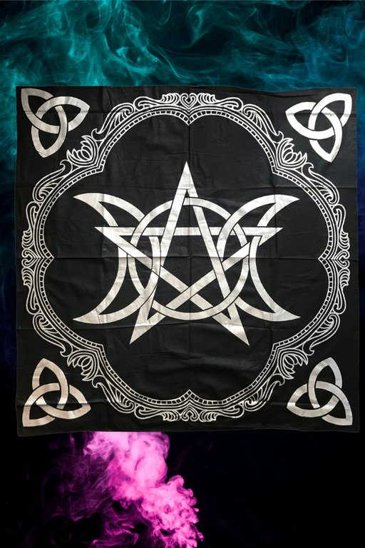 Altar Cloth : Triple Moon Pentacle 1 m x 1 m - Dusty Rose Essentials