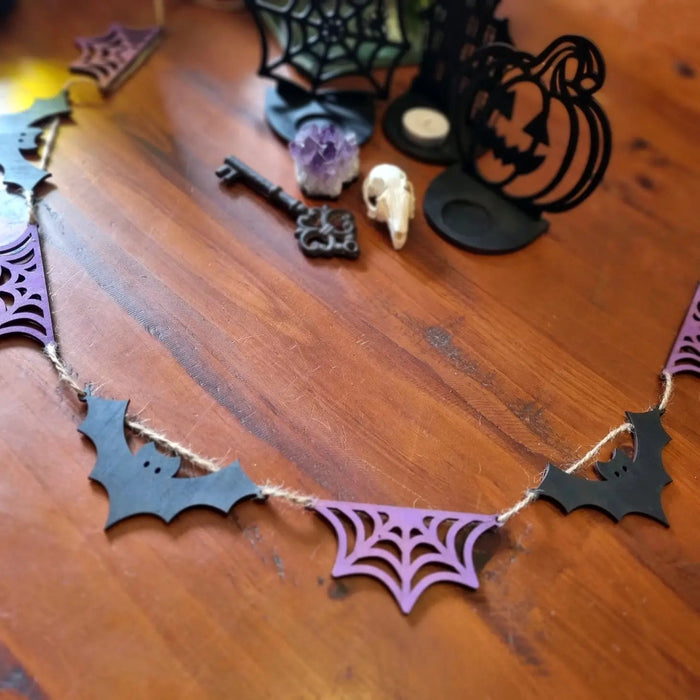 Bat & Web Halloween Garland - Dusty Rose Essentials