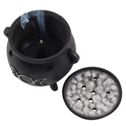 Cauldron Triple Moon Incense Cone Burner - Dusty Rose Essentials