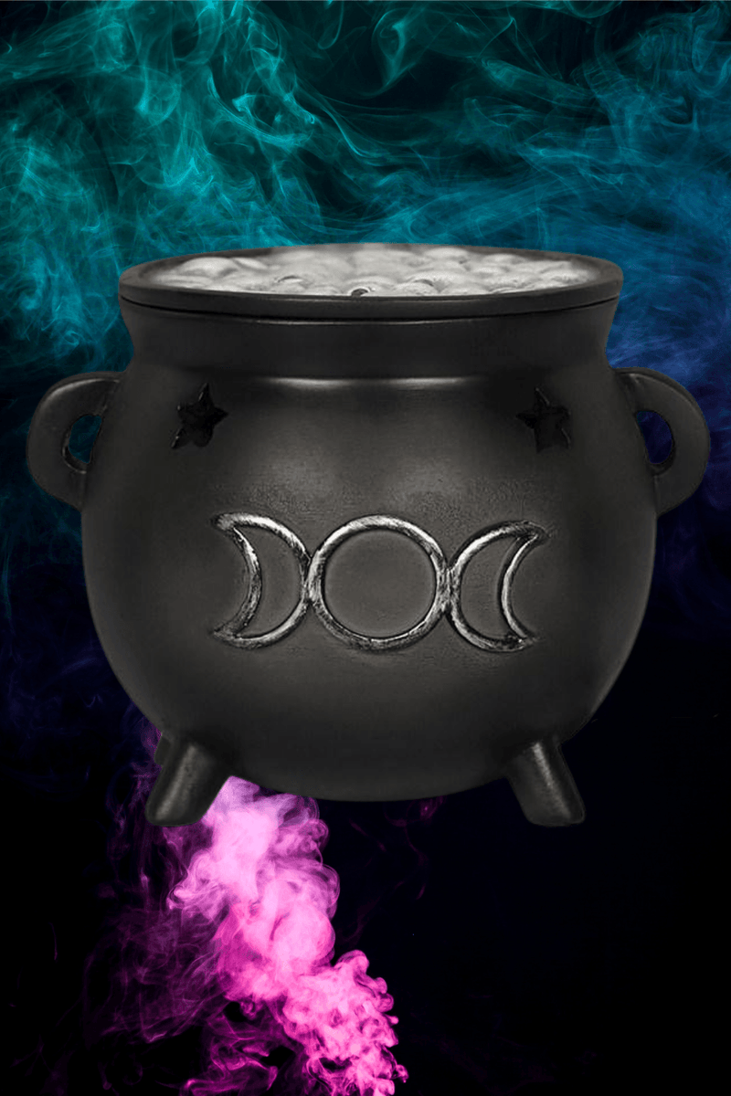 Cauldron Triple Moon Incense Cone Burner - Dusty Rose Essentials
