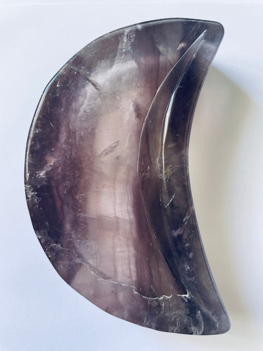 Fluorite Crystal Crescent Moon Bowl - Dusty Rose Essentials Witchcraft supplies