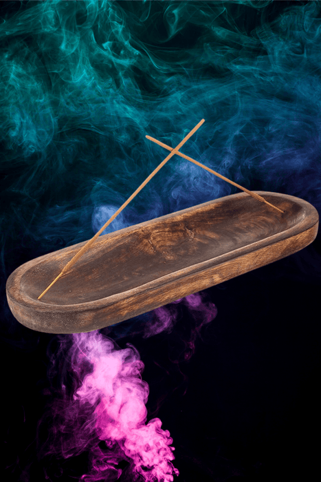 Mango Wood Incense Ash Catcher - Dusty Rose Essentials