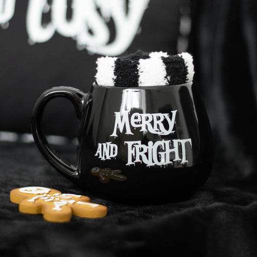 Merry and Fright Gothic Christmas Mug and Socks Set - Dusty Rose Essentials