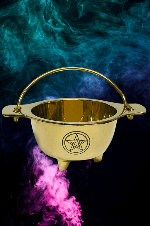 Mini Solid Brass Cauldron Pentacle - Dusty Rose Essentials