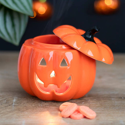 Orange Halloween Jack-O-Lantern Oil Burner and Wax Warmer - Dusty Rose Essentials