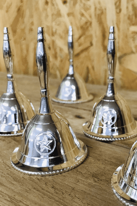 Pentacle Altar Bell ~ Silver Tone - Dusty Rose Essentials