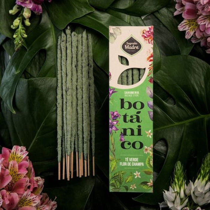 Sagrada Madre Botanical Incense~ Green Tea & Champa Flowers~ Good Vibes 6 sticks - Dusty Rose Essentials