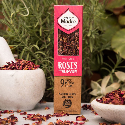 Sagrada Madre Natural Herbs & Flowers Incense- Roses and Olibanum - Dusty Rose Essentials