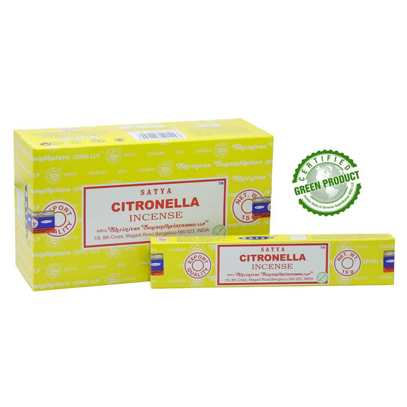 Satya Citronella Incense Sticks Individual & Bulk Pack Options - Dusty Rose Essentials