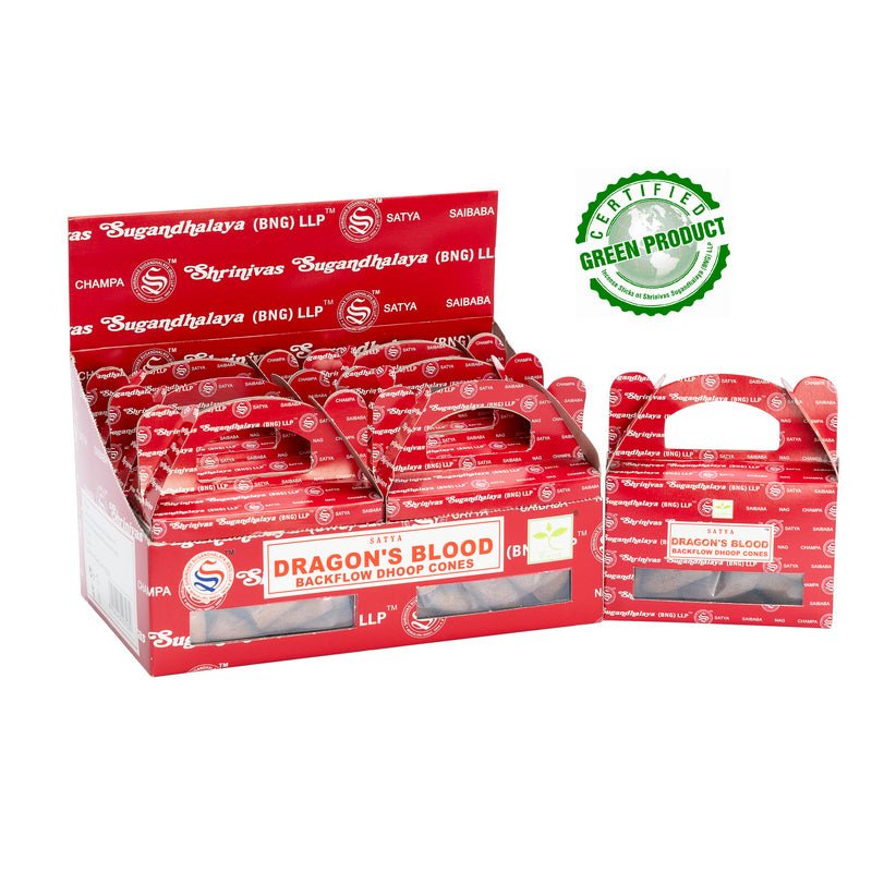 Satya Dragon's Blood Backflow Dhoop Incense Cones - Dusty Rose Essentials