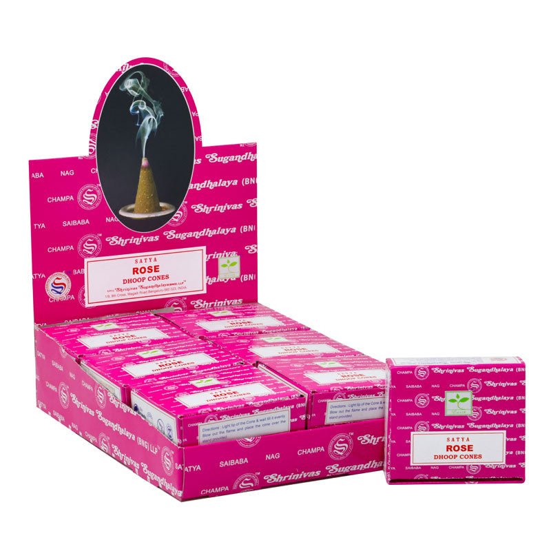 Satya Rose Dhoop Incense Cones - Dusty Rose Essentials