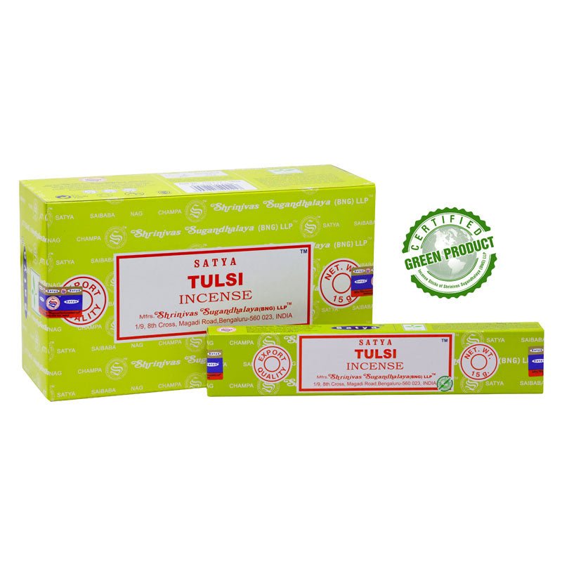 Satya Tulsi Incense Sticks Individual & Bulk Pack Options - Dusty Rose Essentials