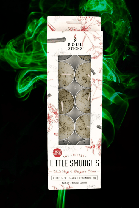 Soul Sticks Little Smudgies T-Light Candles 12 Pack ~ White Sage & Dragon's Blood - Dusty Rose Essentials