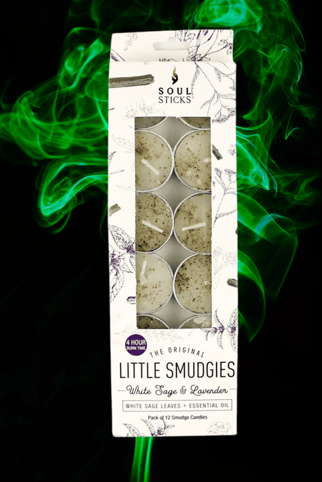 Soul Sticks Little Smudgies T-Light Candles 12 Pack ~ White Sage & Lavender - Dusty Rose Essentials