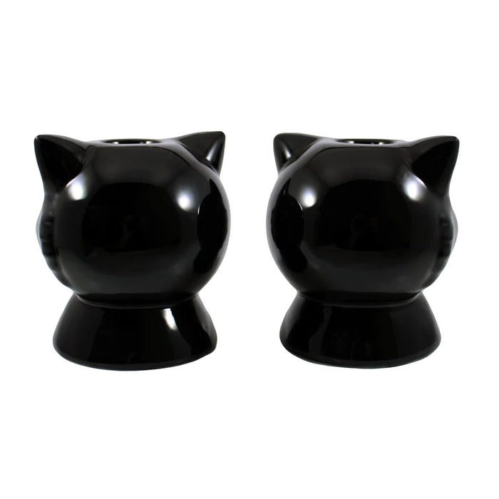 Sourpuss Black Cat Candle Holders - Dusty Rose Essentials