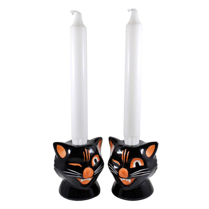 Sourpuss Black Cat Candle Holders - Dusty Rose Essentials