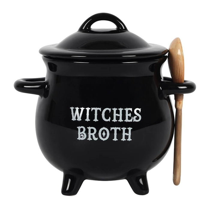 Witches Broth Cauldron Soup Bowl With Broom Spoon - Dusty Rose Essentials